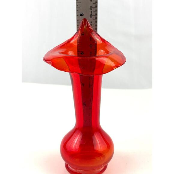 Amberina Jack in the Pulpit Art Glass Vase Hand Blown 8" Tall Vintage Home Decor - Picture 3 of 16